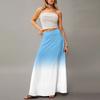 Women's Casual Leisure Foldable Gradient Print High Waist With Pocket Draped  Relaxed Long Maxi Skirt