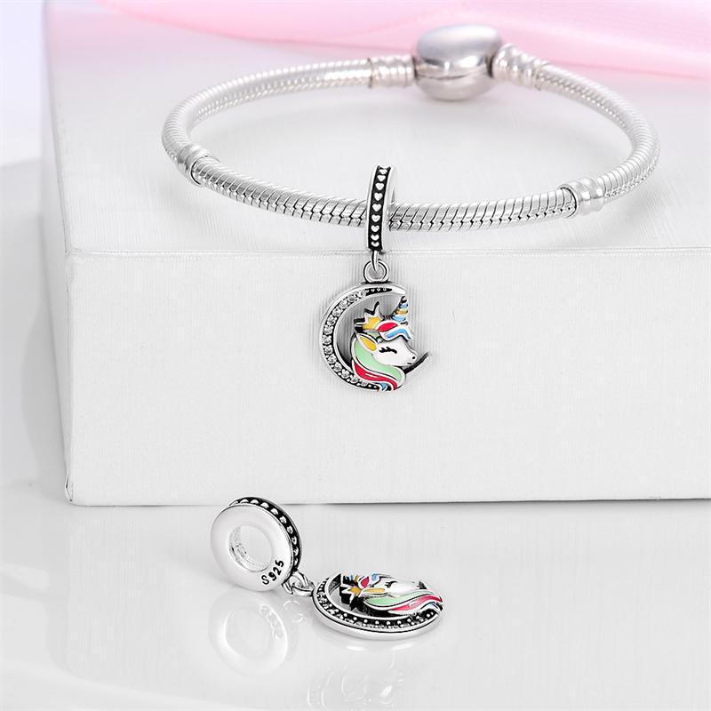 Genuine Beautiful Charm Copper Rainbow Horse Pendants Bead Fits Bracelets Women Jewellery Crafting DoItYourself Gifts