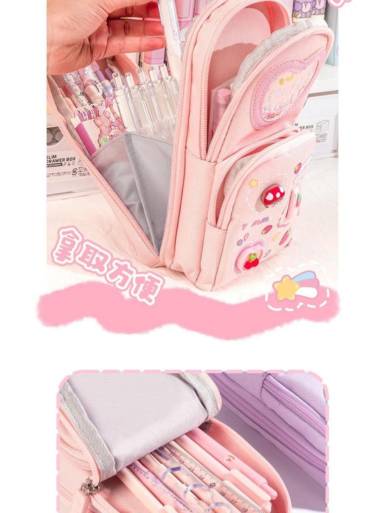 Three-layer Cute Cartoon Pencil Bag for Girls: Spacious, Stylish, and Ideal for Primary School Students