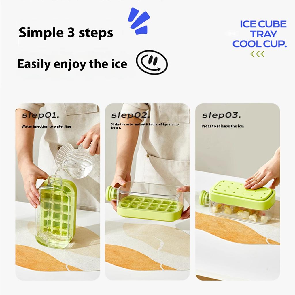 Gianxi Ice Cube Mold Ice Grid Water Bottle Household Food Grade Pressed Ice Storage Box Ice Cube Artifact