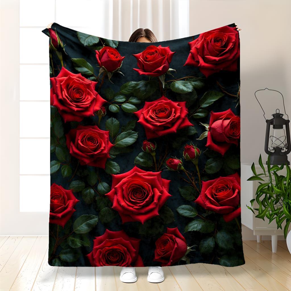 

Red Rose Fleece Blanket Floral Design Soft Cozy Throw Home Decor for Living Room or Bedroom Gift for Valentine s Day40x60 70x100cm28x39in