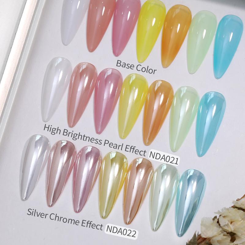 Helles Weißes Perlen-Nagelpulver Mondlicht Spiegel Aurora-Effekt Pigment UV-Gel-Lack Chromstaub Nageldekoration