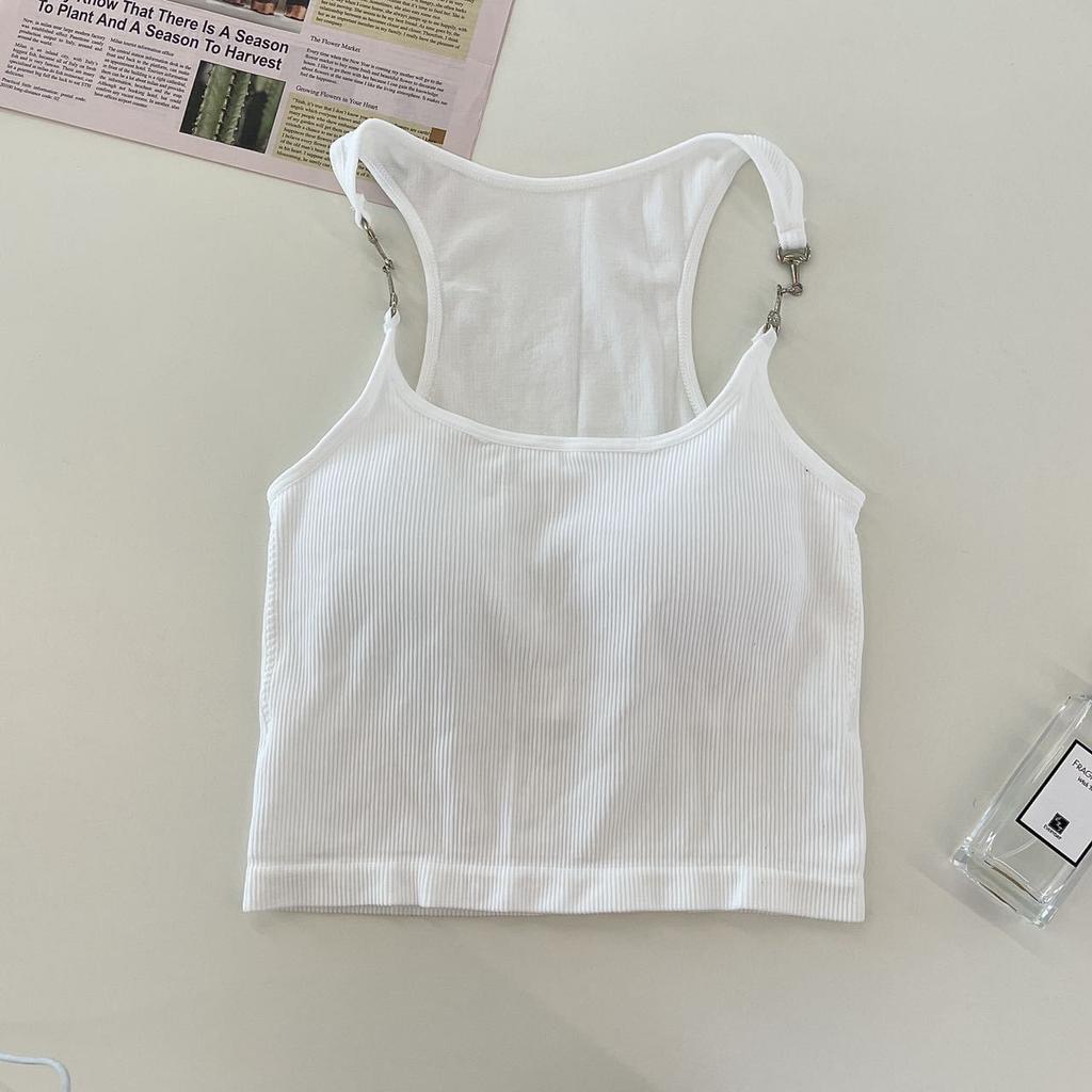 Wear Sleeveless Short Black Halter Tank Top Female Summer Spice Girl Chic Design Slim-fit Base Top