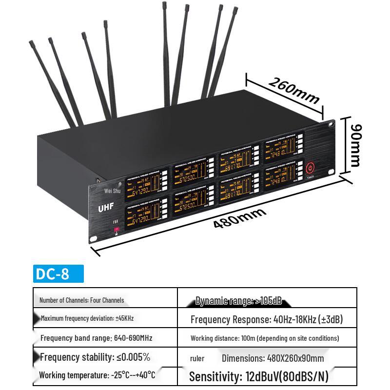 Weishu DC-8 1-to-8 Wireless Desktop Conference Microphone System (CN version)