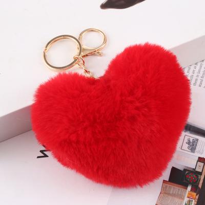 Lindo Llavero de Piel con Forma de Corazón Esponjoso Colgantes Suaves de Felpa con Estampado de Leopardo Encanto Kawaii para Bolso Coche Juguete de Peluche Regalos de San Valentín