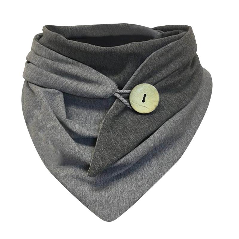 Buy Women Minimalist Contrast Color Button Triangle Scarf Winter