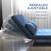 2-Seater Sofa Bed Linen-Type Upholstered with Backrest Adjustable In 5 Positions and 2 Pillows 120x75x85 Cm Dark Blue