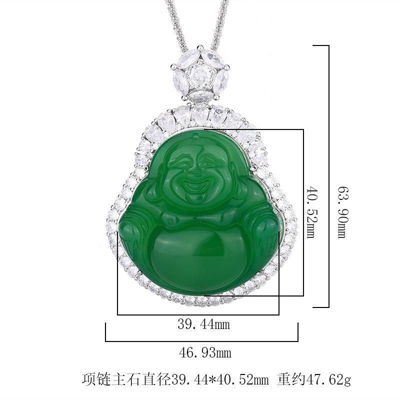 Huamei Jewelry Green Jade Marrow White Laughing Buddha Gong New Chinese Style Accessories Maitreya Goods Necklace Pendant