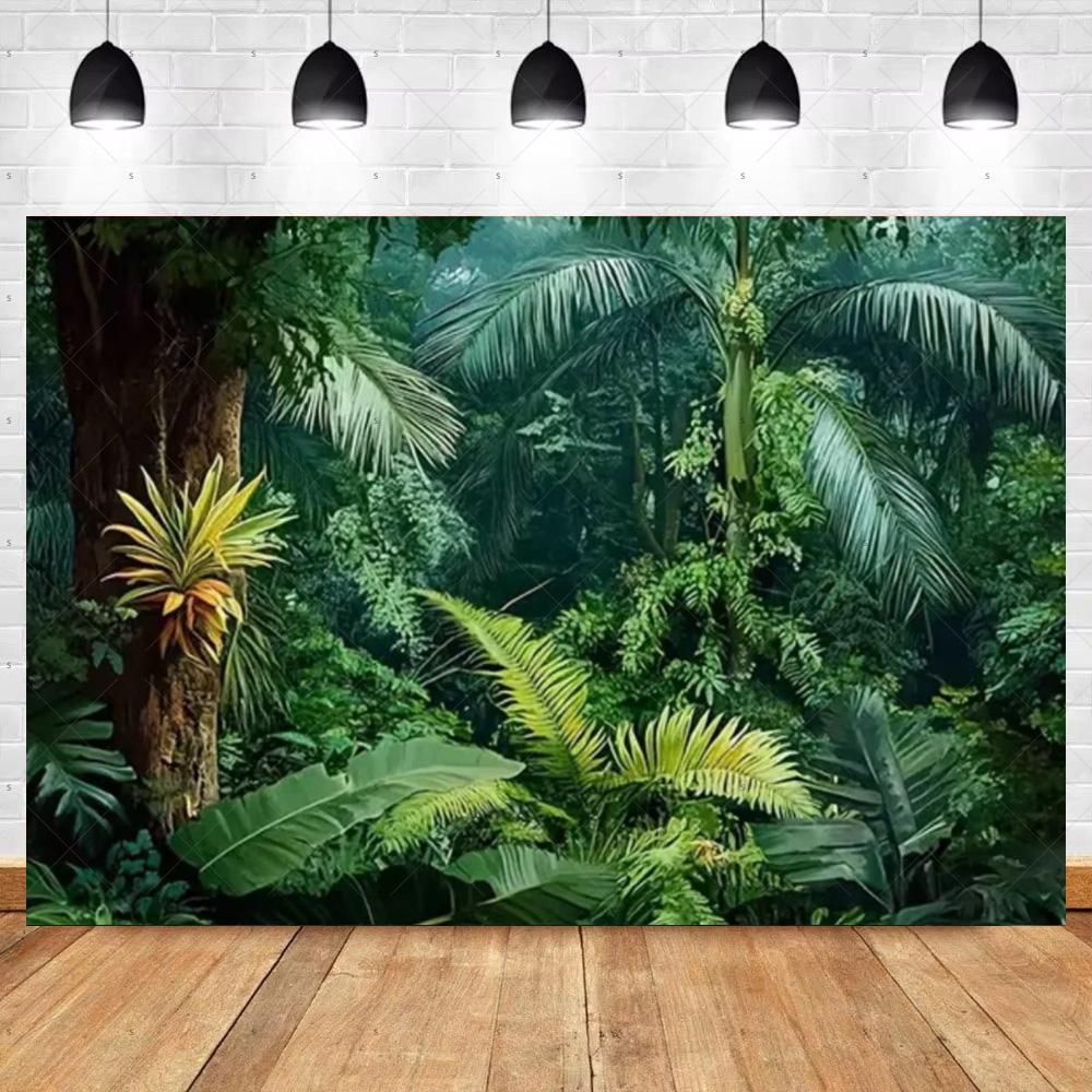 Tropical Rainforest Photography Backdrop Forest Jungle Green Tree Background Natural Scenery Party Decoration Photo Studio Prop