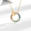 Simple Female Rainbow Zircon Stone Skeleton Round Pendant Necklace Silver Gold Color Wedding Jewelry For Women