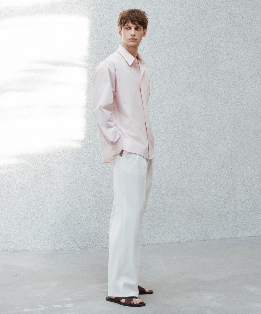 Jeilium Owens Linen Double-Pleated Elastic Trousers Ivory