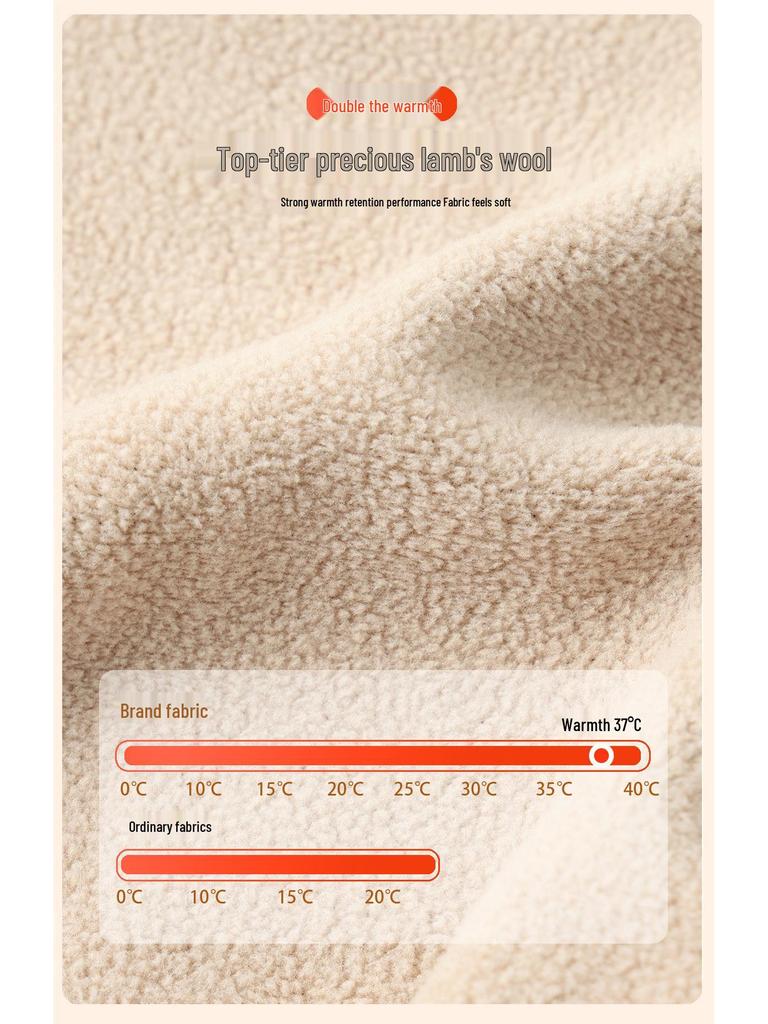 Women's Plus Size Fleece-Lined Lambswool Dralon Crew Neck Warm Underwear Set for Winter Cold Protection