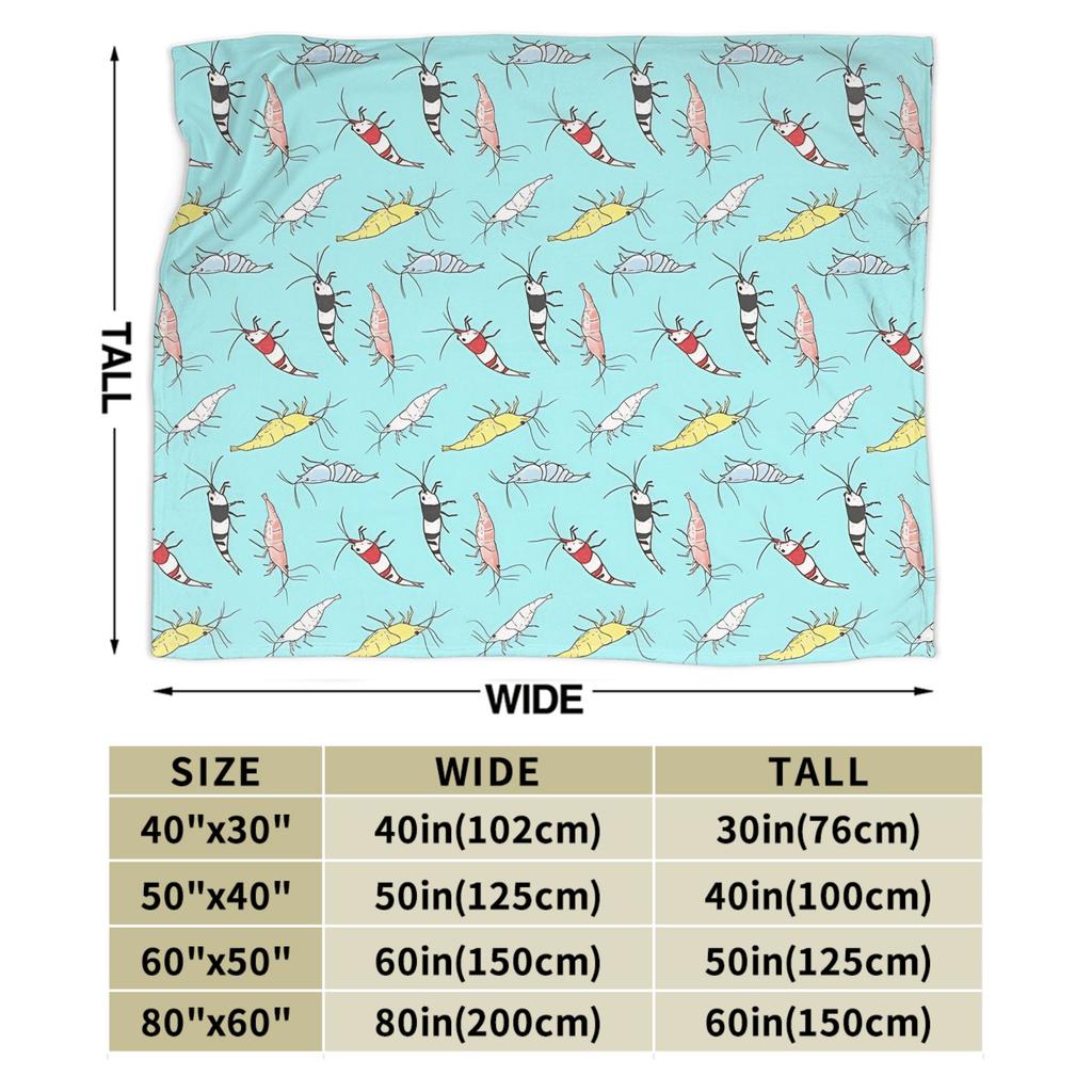 Fancy Ornamental Aquarium Shrimp Partten Blanket Fleece All Season Breathable Warm Throw Blanket for Home Outdoor Quilt