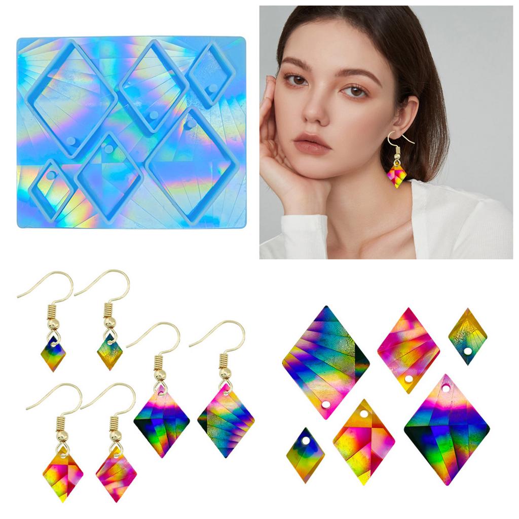 Light and Shadow Cartoo Resin Molds Rhombus Mold for Keychain Jewelry Making Elegant Earrings Crafting Supplies