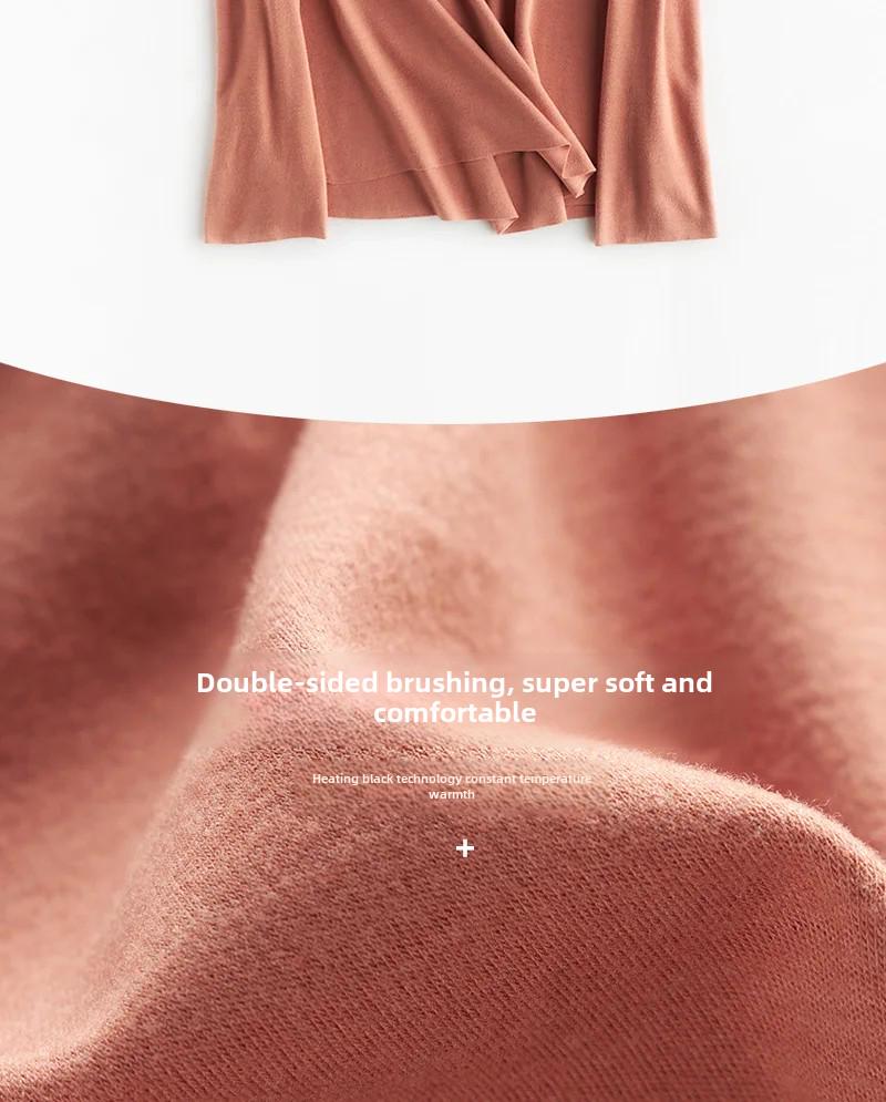 Autumn/Winter Slim Fit German Velvet Thermal Pullover - Solid Color Long Sleeve Round Neck Top