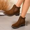 Women's Boots 2026 Autumn Winter Thick Bottom Belt Buckle Decoration Round Head Short Boots Polyurethane Material Ankle Boots