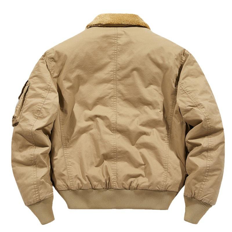 Winter Thickened Velvet Padded Jacket Men's Washed Casual Padded Jacket Large Size Loose Tooling Pilot Padded Jacket