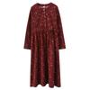 Neues bedrucktes Kleid im Ethno-Stil mit Rundhalsausschnitt und langen Ärmeln, locker