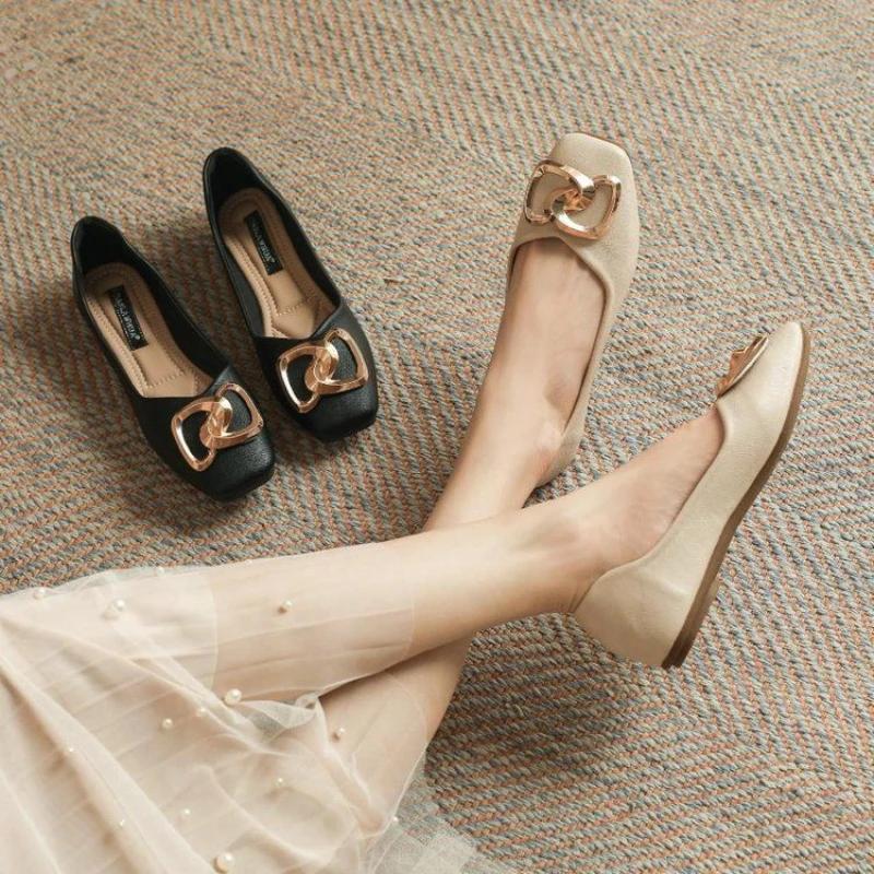 Office Woman Flats Square Toe Shoes for Women Moccasins Chic Point Summer 2025 Elegant Non Slip Casual with Discount Popular On