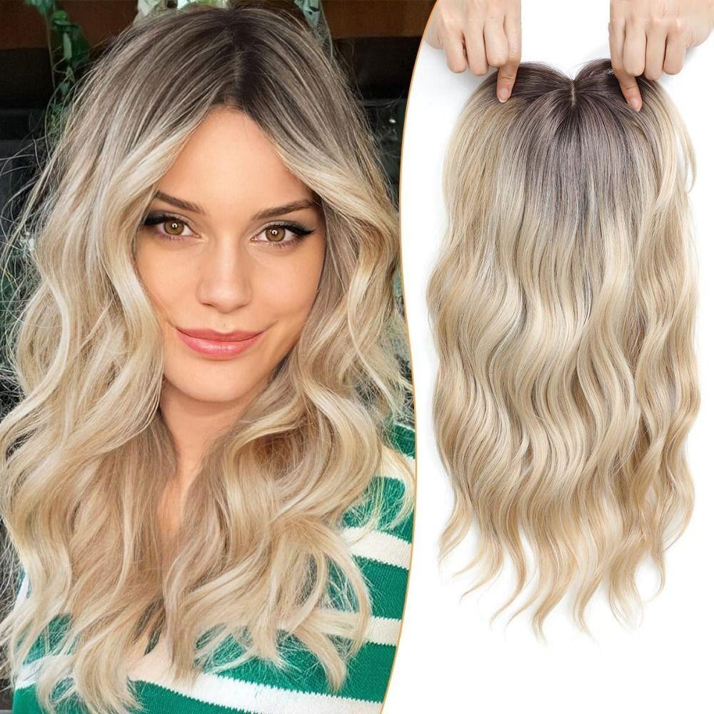 Cobertura 360° Topper para Cabello Ondulado Largo Peluca Realista para Mujer Topper Pieza de Cabello Rizado Cabello Adelgazado