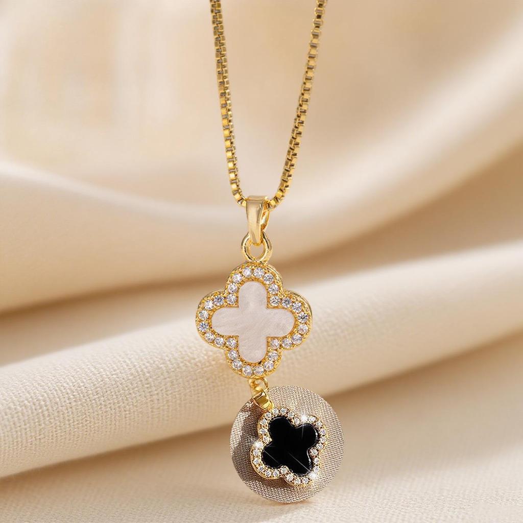 Elegant Light Luxury Zircon Necklace for Women - Gold-Plated, Simple Clavicle Chain