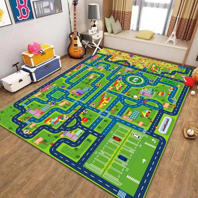 City Track Toy Pattern Carpet NonSlip Protective Mat For Kids' Room Suitable For Kids To Play And Frolic Toy Storage Mat