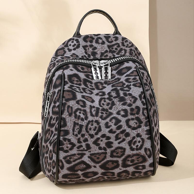 Leopard Print Bag Women's Backpack Student Schoolbag