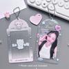 Transparent Glitter Hearts Photo Card Holder Kpop Meal Card Bus Card Sleeves Photocard Protective Cover Pendant 1PC