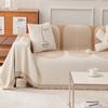 Double Sided Simple Arches Lines Jacquard Chenille Sofa Towel with Tassels, for All Season Living Room Couch Decor Throw Blanket