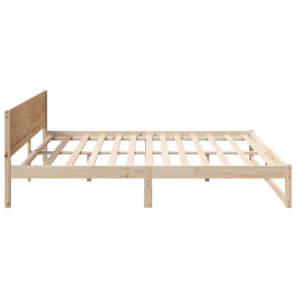 Natural Wooden Bed Frame with Headboard 180 X 200 Cm Solid Pine Wood