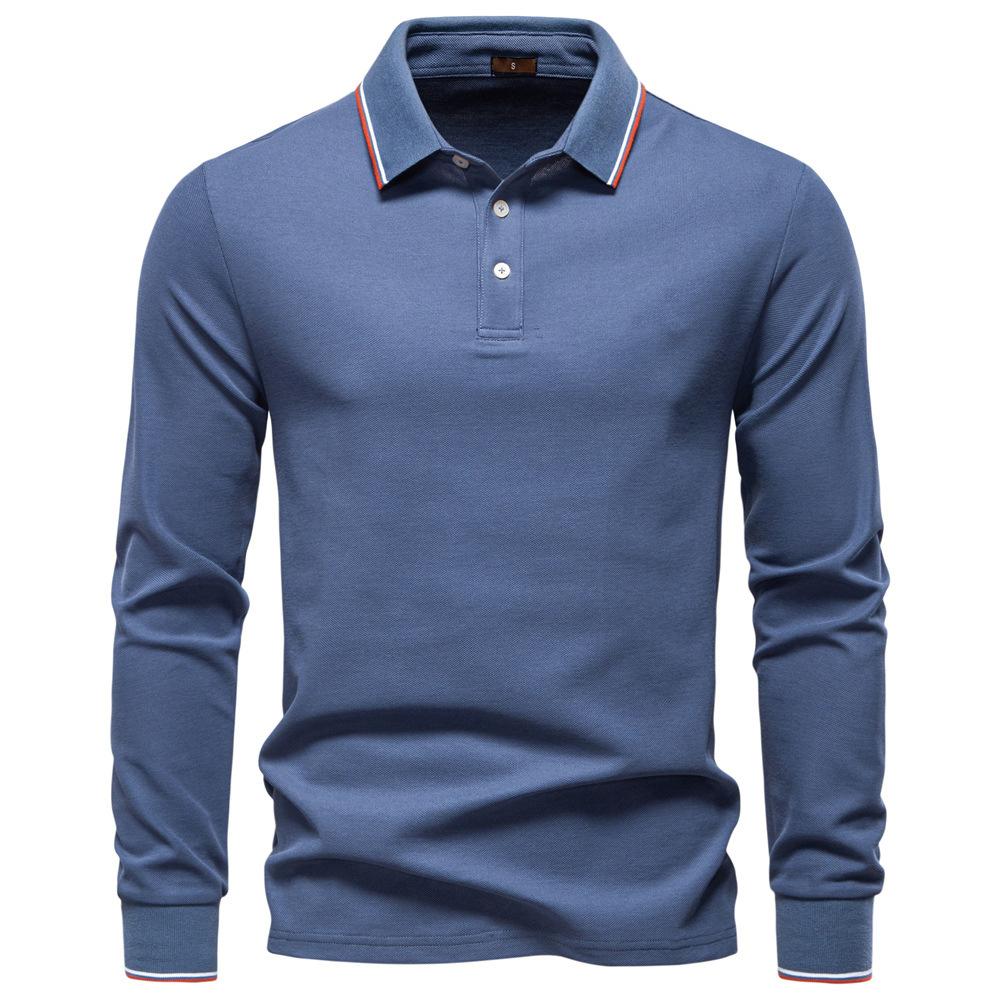 2026 Autumn New Men's Long Sleeved Polo Shirt, Solid Color Men's Top with Lapel, Versatile Polo Shirt for Men