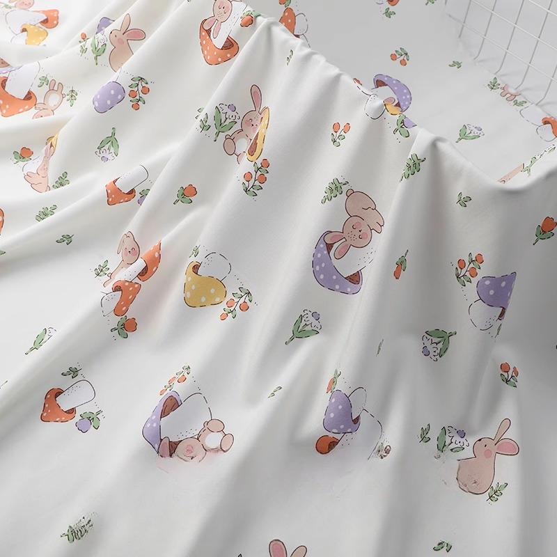 Wide 143cm Summer Cotton Fabric for DIY Sewing Children's Pajamas Clothes Cheongsam Super Soft Floral Cartoon Fabric