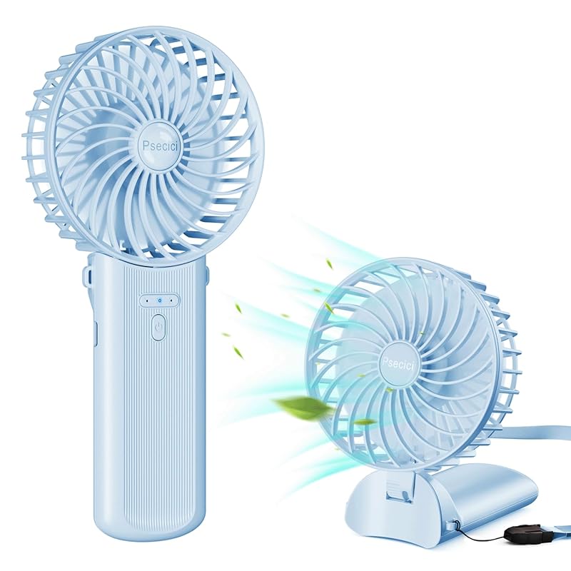 

Psecici portable fan handy fan handheld fan rechargeable usb fan small size Quiet 4-stage air volume adjustment 7 blades on hand tabletop Necklace