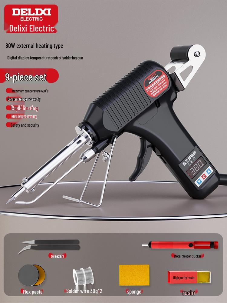 DELIXI Electric Auto-Feed Soldering Iron with Digital Display & Adjustable Temperature