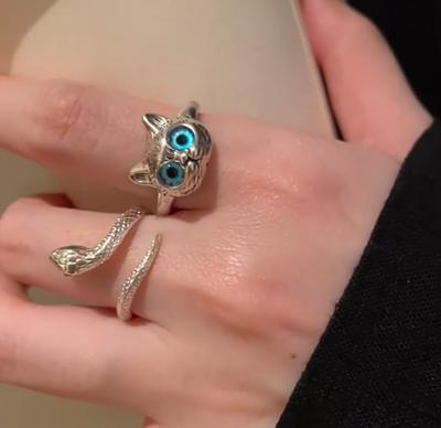 JMXD-Fashion Cold Wind Cat Snake Element Index Finger Ring, Personality Temperament Ring