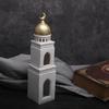Ramadan Resin Art Statue Islamic Mosque Cultural Ornament Handcrafted Mosque Models Tower Decoration for Eid Home Office Ramadan Mubarak Gift