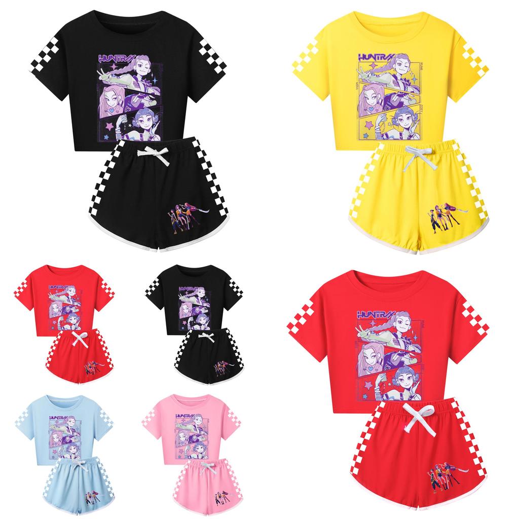Kpop Demon Hunters Child Short Sleeve Short Pants Parent Child Pajama Set For Sleepwear Comfort