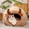Cat Bed Cave for Indoor Cats Winter Cat Cave in Yak Shape Indoor Cat Nest Semi-Enclosed Dog Tent Bed with Cover
