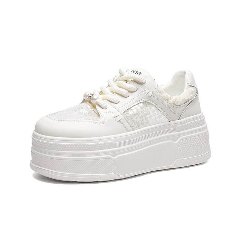 Mesh breathable little white shoes women's summer thin fashion sequins versatile casual sports thick-soled heightening board shoes