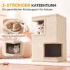 3-Tier Indoor Cat Barrel, Semi-Enclosed Cat Cave with Scratching Surfaces All Around, 2 Cat Caves