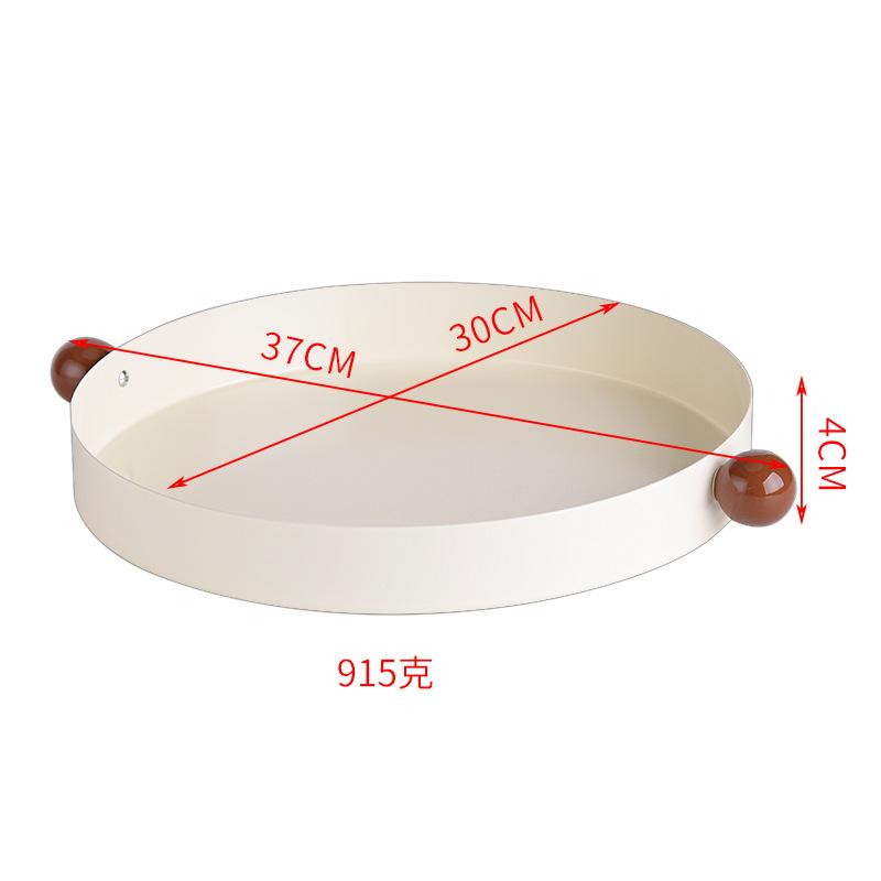 Creative Fruit Plate Metal Round Candy Dish with Handle Oval Table Tray Large Storage Tray for Living Room Snacks Decoration