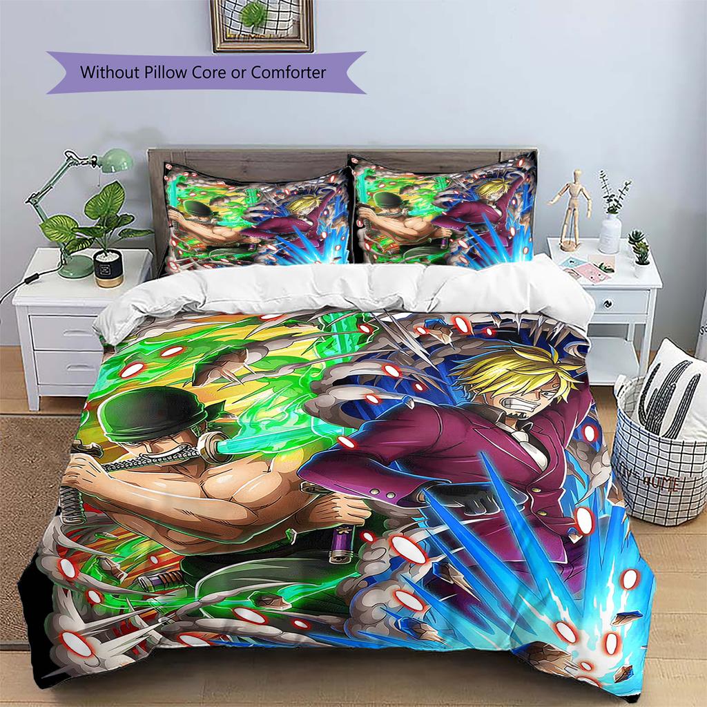 Juego de Ropa de Cama con Estampado de Dibujos Animados Colcha Funda de Colcha Funda de Almohada Decoración del Hogar Regalo de Cumpleaños (1 * funda nórdica + 2 * fundas de almohada, sin núcleo)