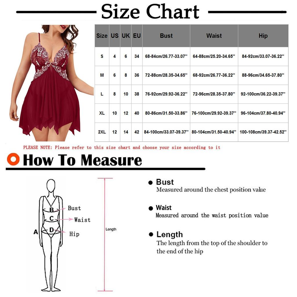 Ladies Sexy Multi-Erotic Pajamas Lace Lace Solid Color Mesh V-Neck Nightdress