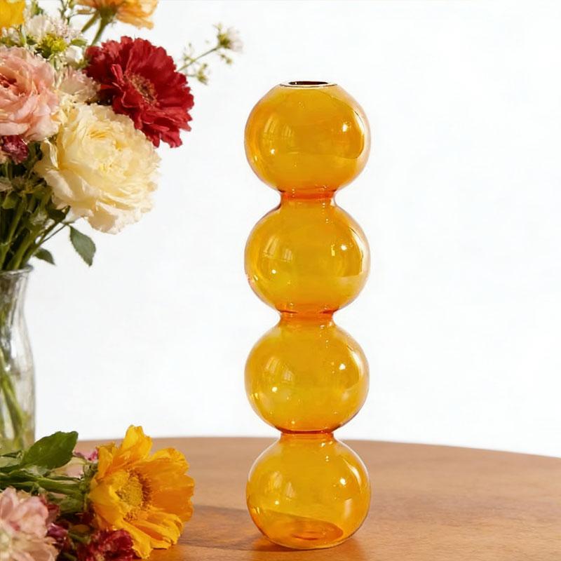 1Pc Glass Vase Hydroponics Desktop Ornaments Crystal Ball Bottle Creative Art Flower Ware Home Decor Colorful Ins