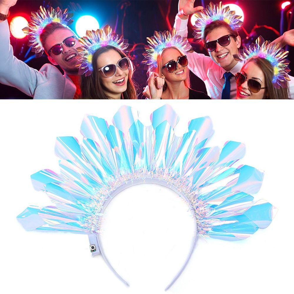 Cosplay Light Up Headband Giltter Glow Party Crown LED Hairband  Hair Accessories for Women Girls