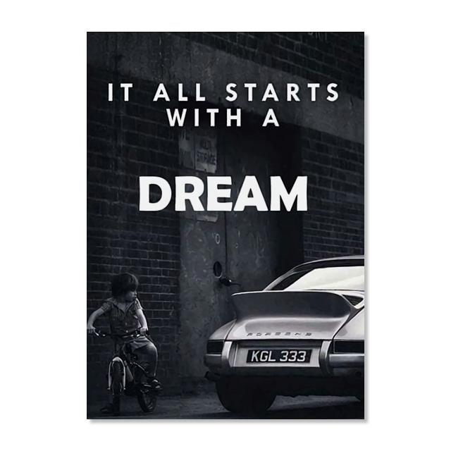 

Плакат Настенное искусство Черно-белое Все начинается с мечты Вдохновляющие цитаты Картина Холст Печать HD Комната Домашний декор Живопись 21cm×30cm NoFrame