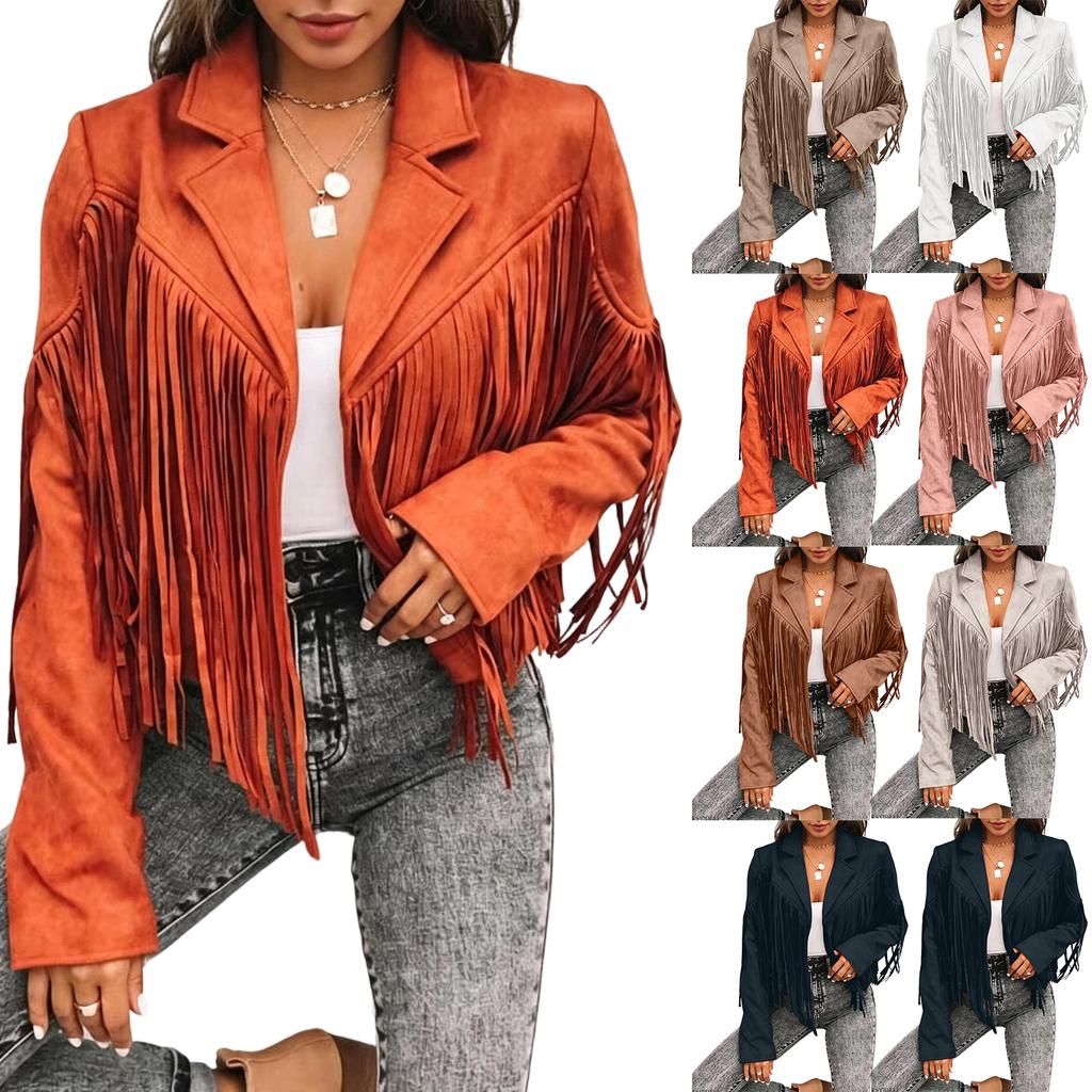 Giacca Casual da Donna a Vestibilità Larga con Manica Lunga Colorata e Revers con Nappe