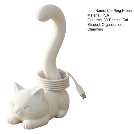 Katvormige Ringstandaard 3D Geprinte Kattenstaart Sieraden Displayhouder
