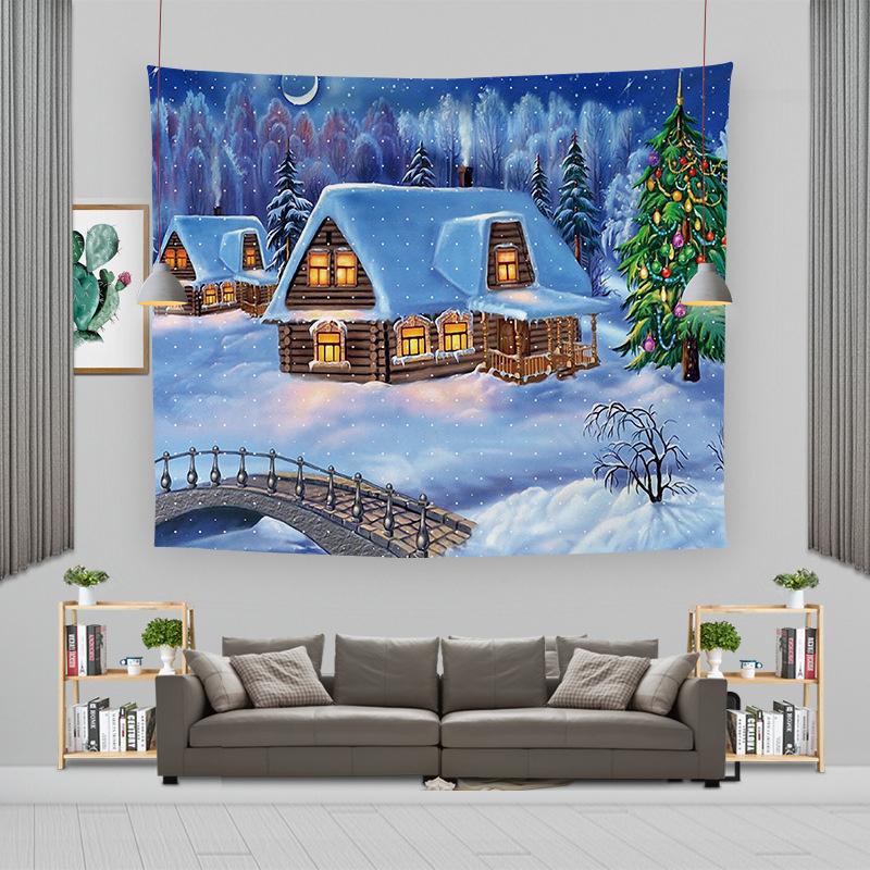Cartoon Weihnachtsmann Wandbehang Wandteppich Frohe Weihnachten Wandteppich Hintergrundtuch Polyester Fröhliche Frohe Weihnachten Wandteppiche