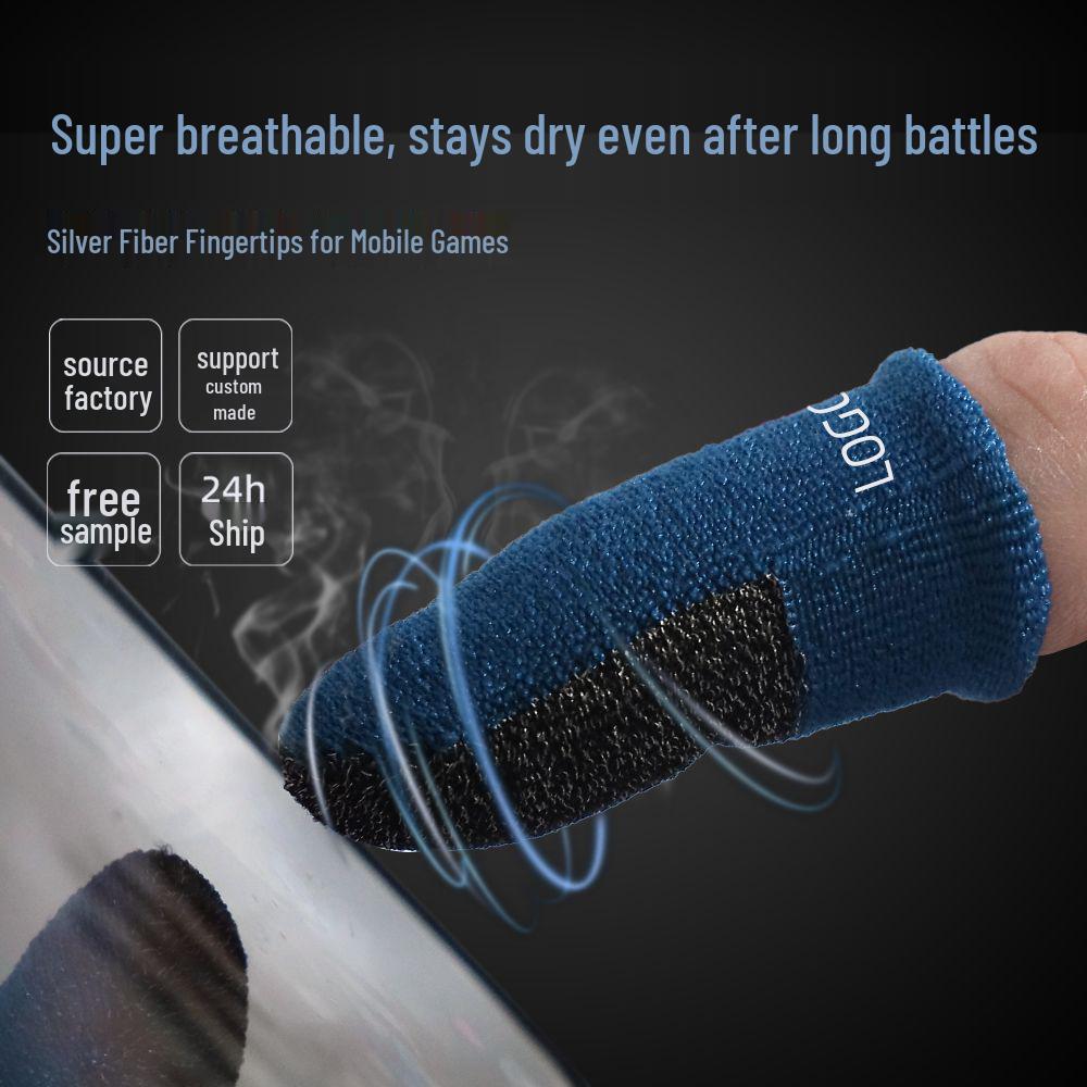 Anti-Slip Silver Fiber Mobile Game Finger Cots - Sensitive, Breathable, Double-Piece for Gaming